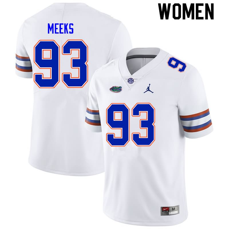 NCAA Florida Gators Dylan Meeks Women's #93 Nike White Stitched Authentic College Football Jersey CKX7864PL